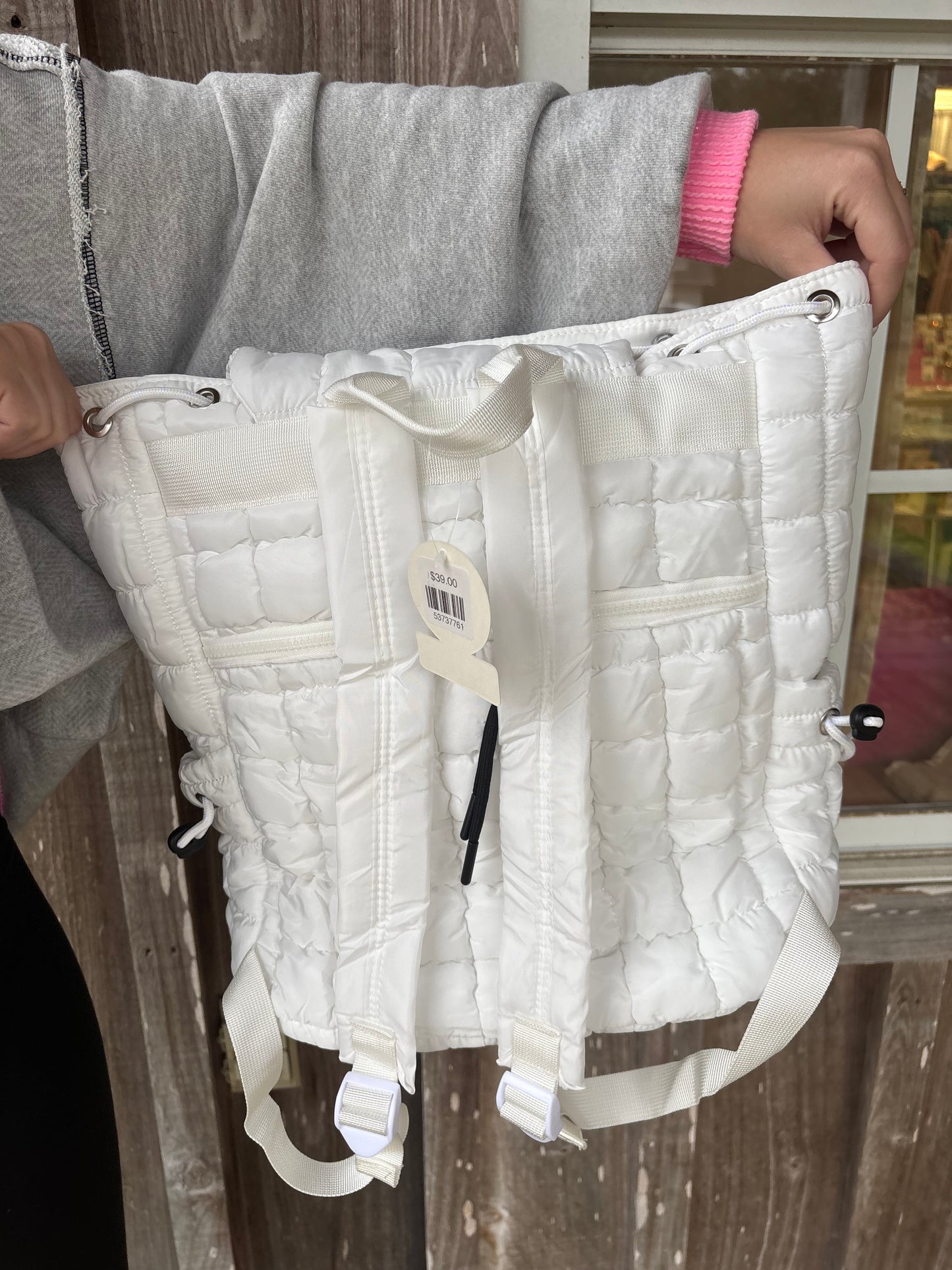 Girlie Girl Puffer Quilted Backpack White