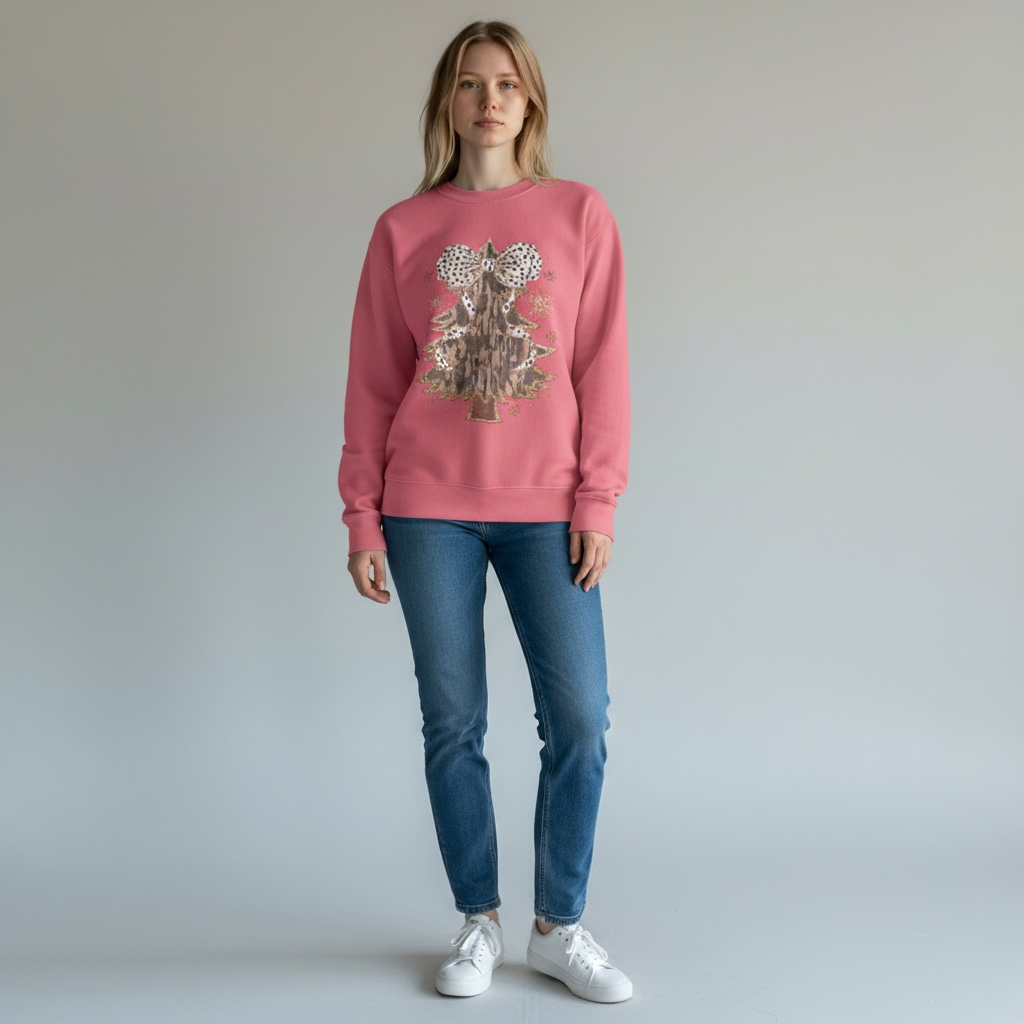 Camo Christmas Tree w/ Polka Dot Bow Sweatshirt SOUTHERN SUNDROP BOUTIQUE