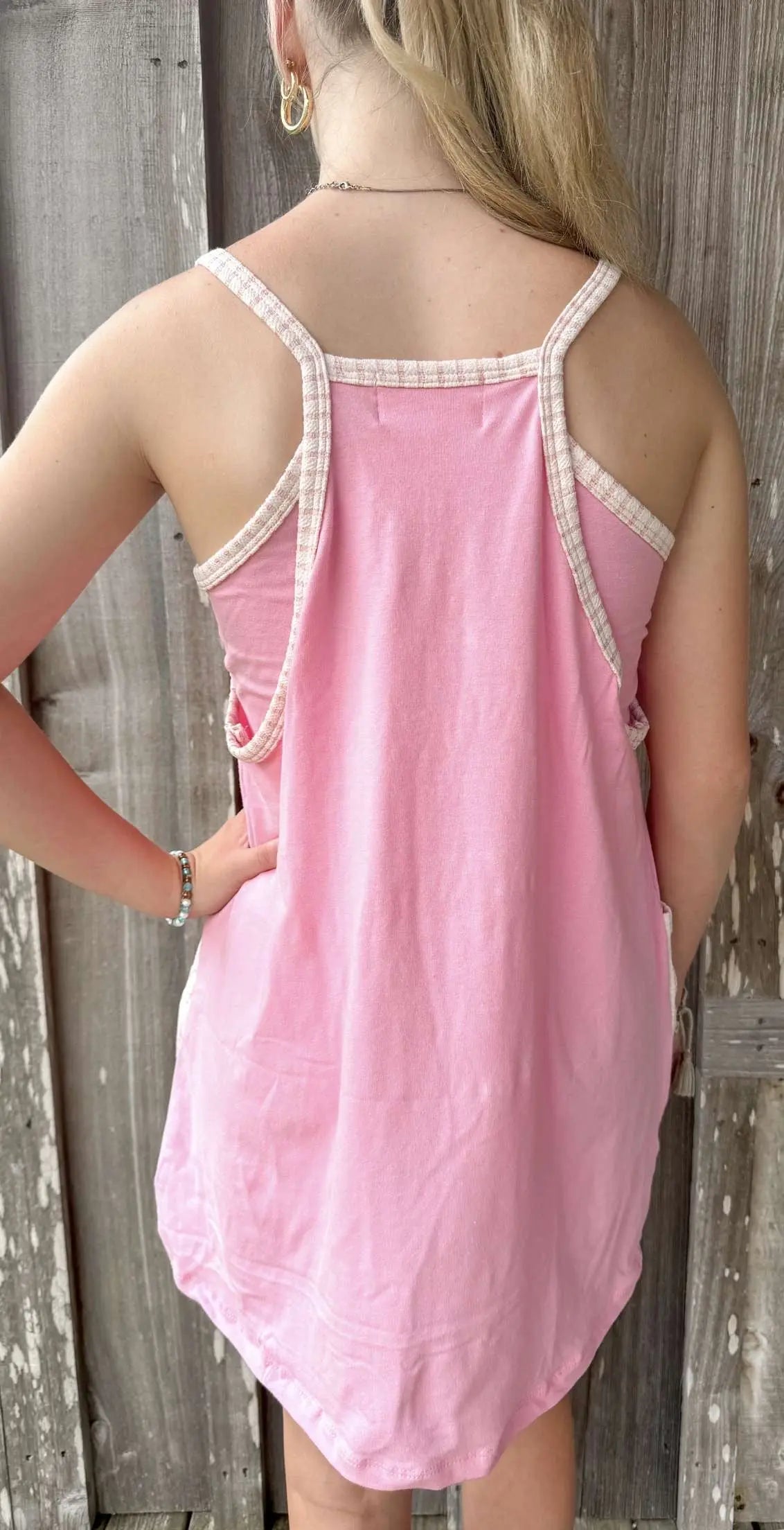 V-neck Mini Dress With Built In Romper Lining BUCKETLIST