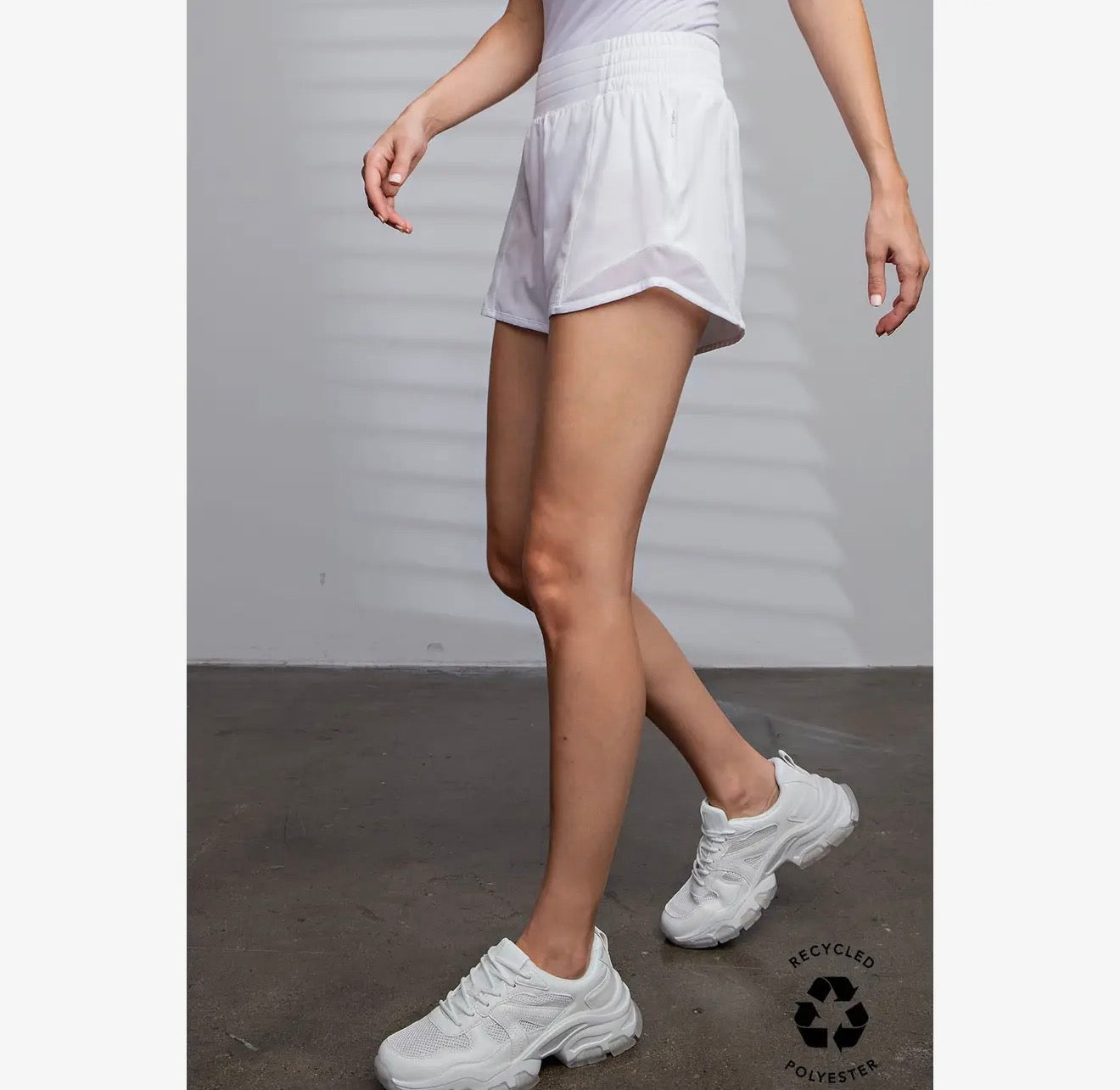 Rae Mode White Recycled Active Shorts With Mesh Rae Mode