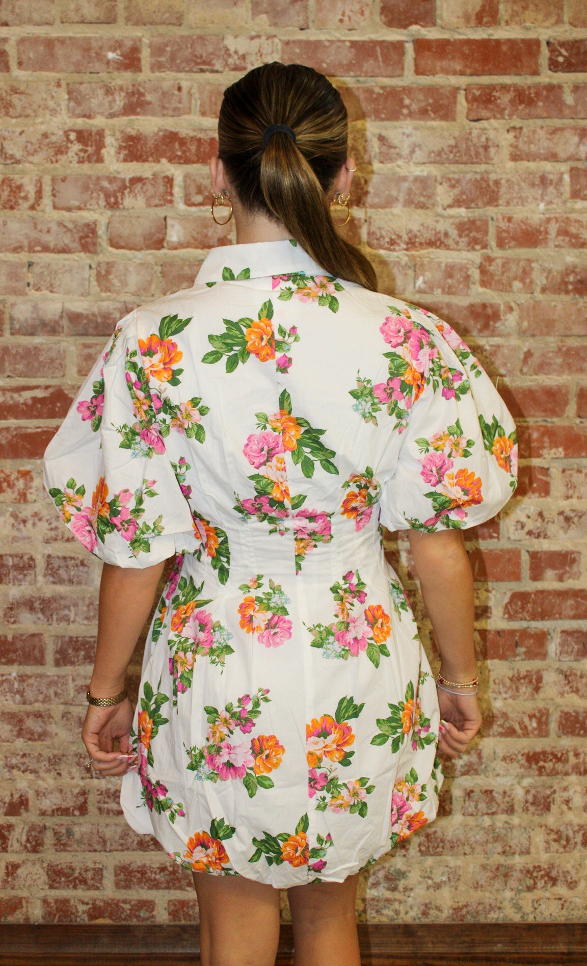 Olivia White Floral Puff Sleeve Mini Dress Olivaceous