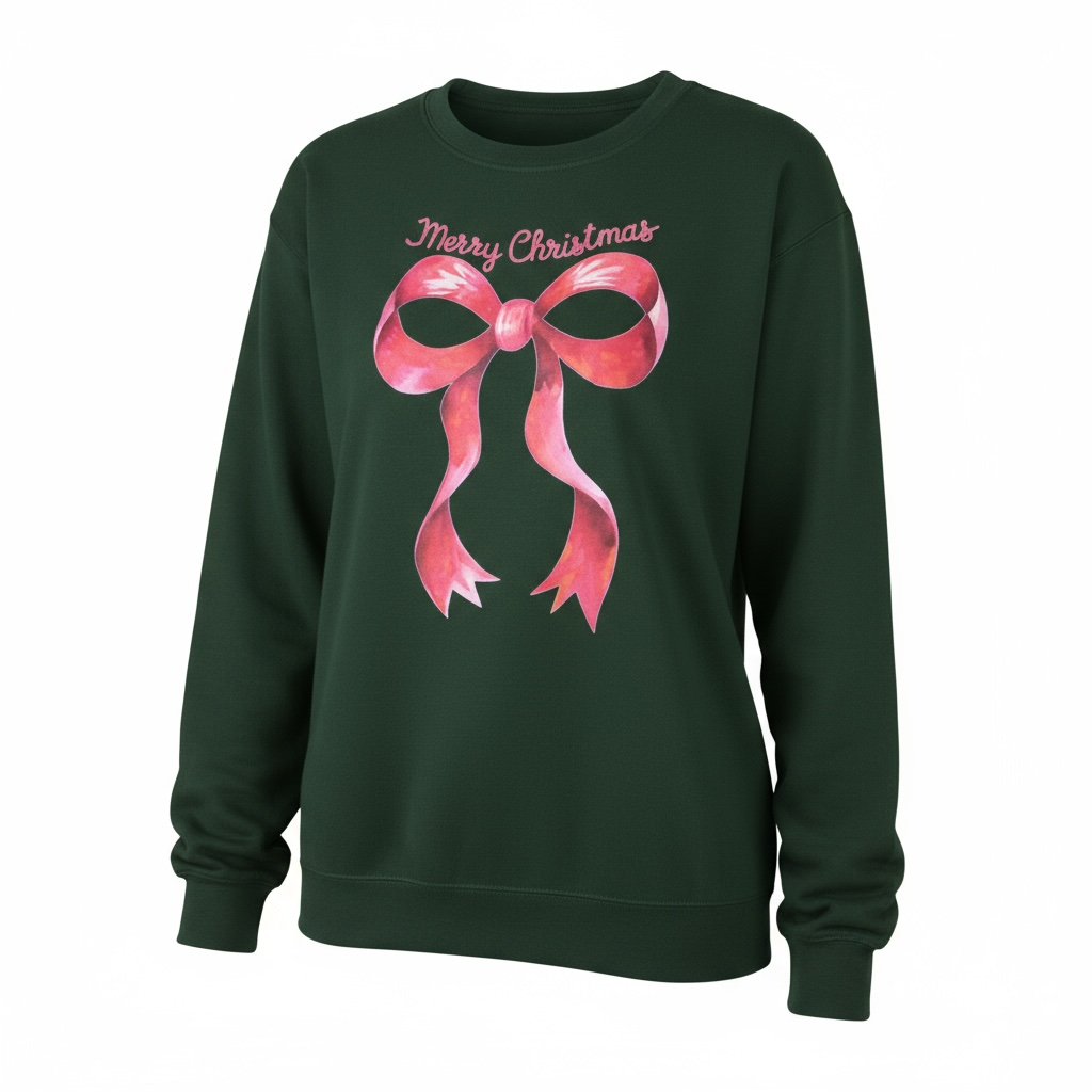 Merry Christmas Red Bow Sweatshirt SOUTHERN SUNDROP BOUTIQUE