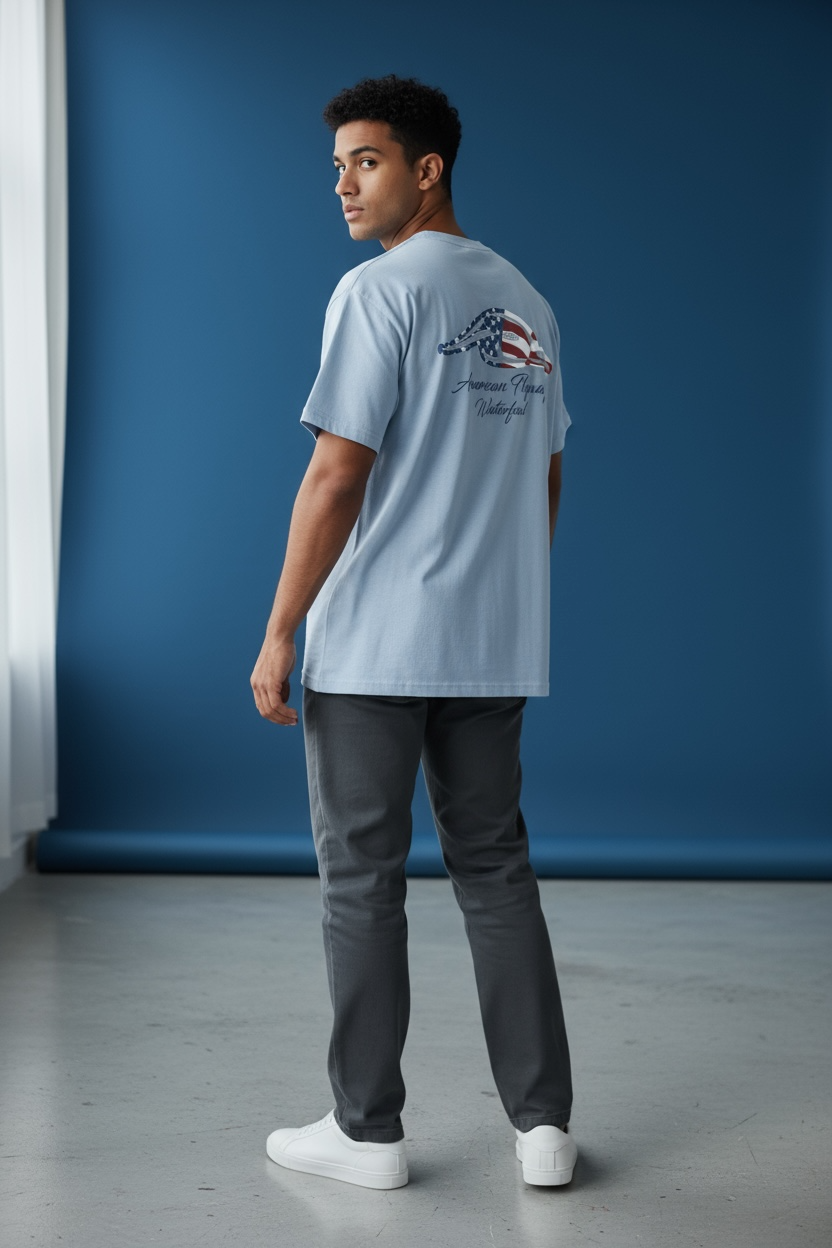 American Flyway Waterfowl - Stars and Stripes Tee - Light Blue: XXL American Flyway Waterfowl