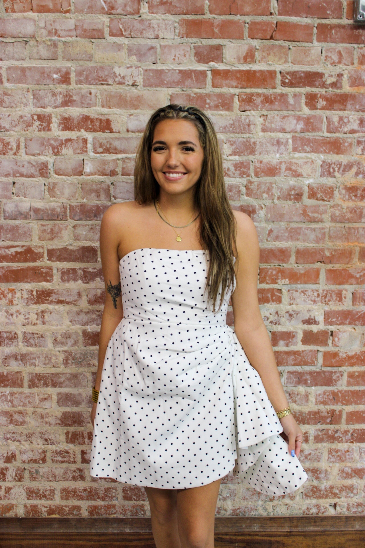 White Micro Polka Dot Mini Dress DRESS One and Only Collective