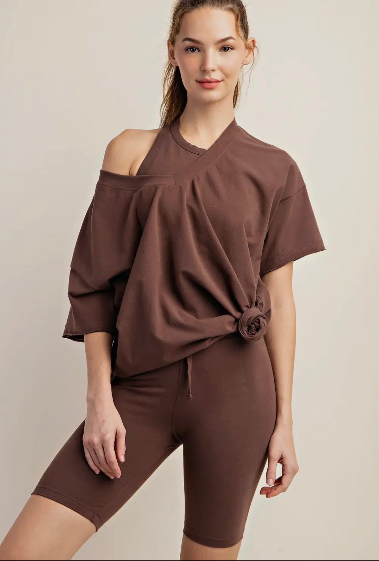 Oversized V-neck Reversible Short Sleeve Top Rae mode