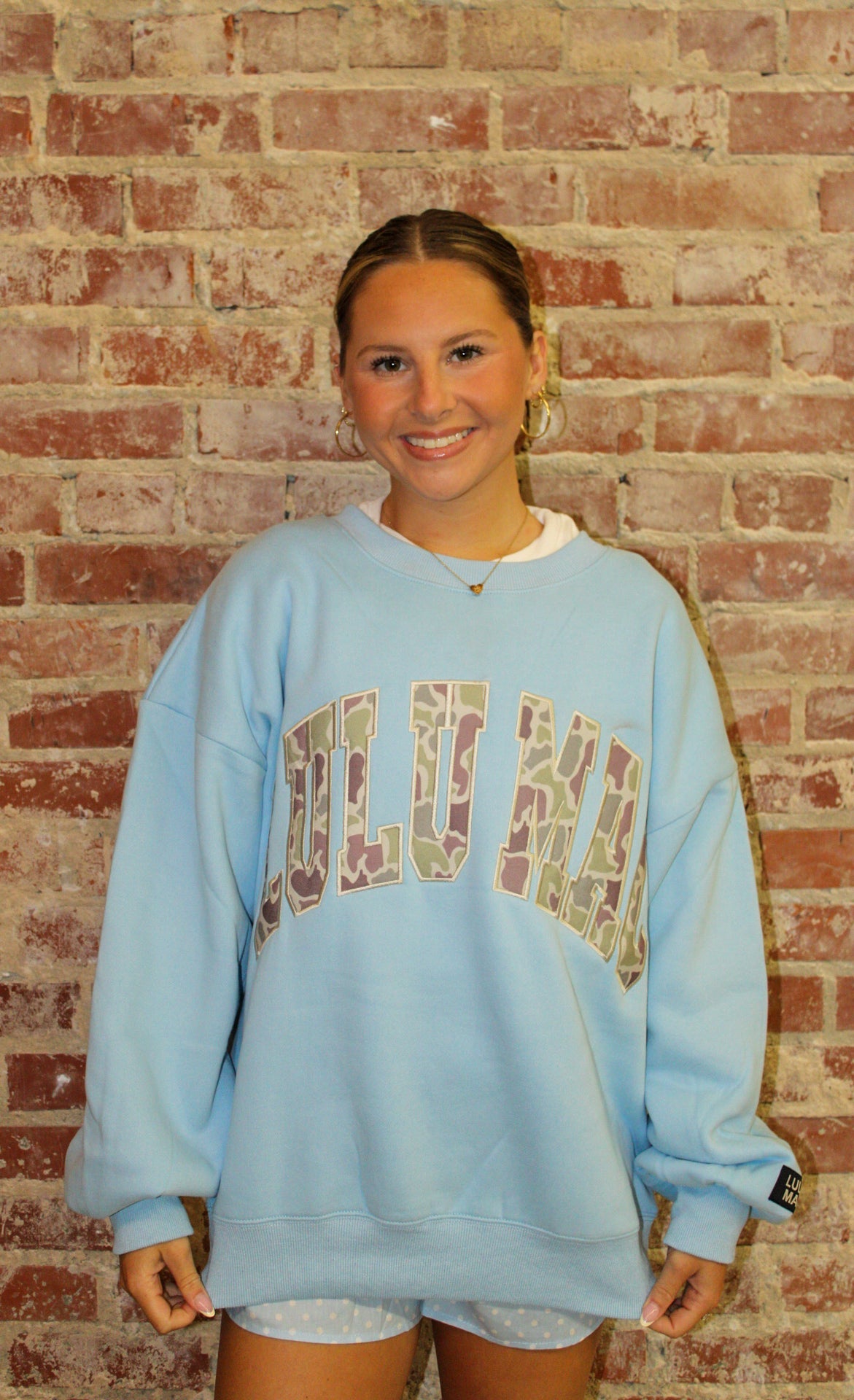 Lulu Mac Light Blue Camo Sweatshirt Girlie Girl Originals