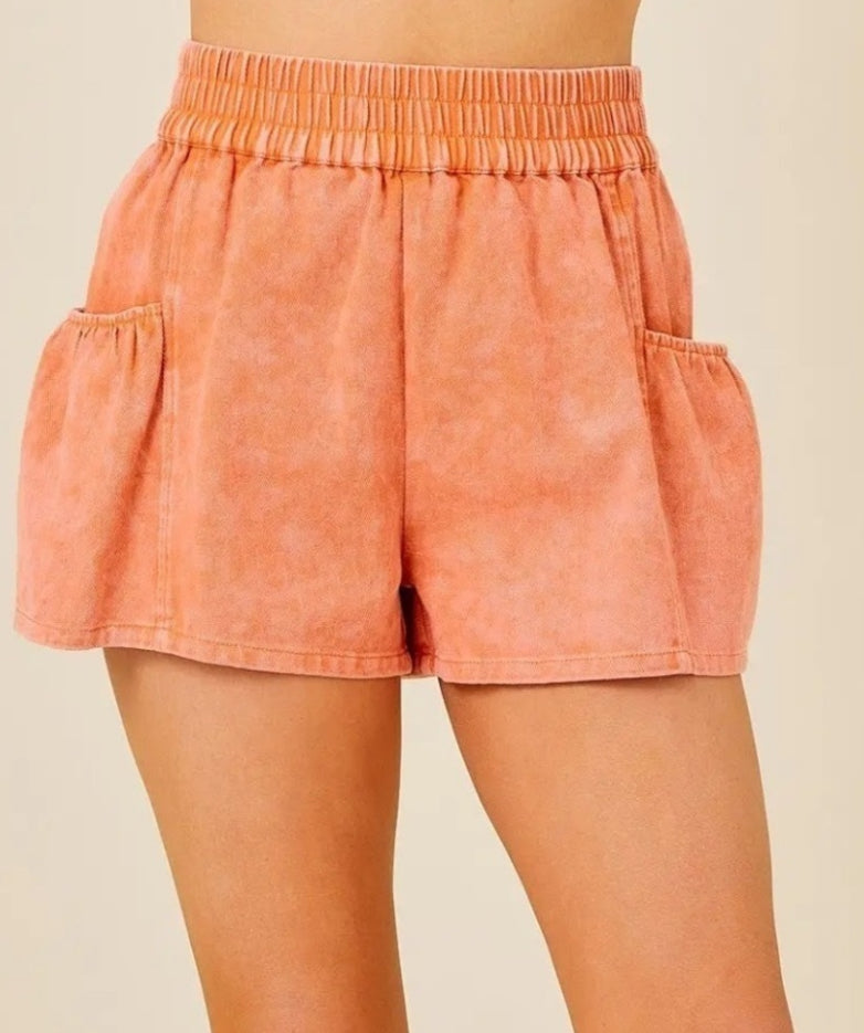 Day + Moon Mandarin Washed Stretchy Denim Shorts with Pockets day & moon