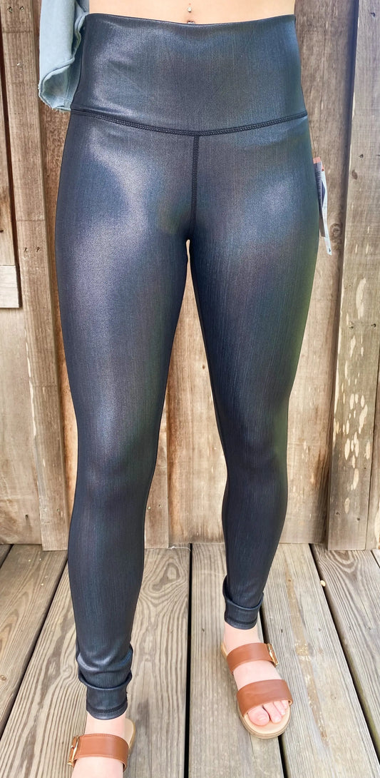 Iridescent Foil High-Waisted Leggings Mono B