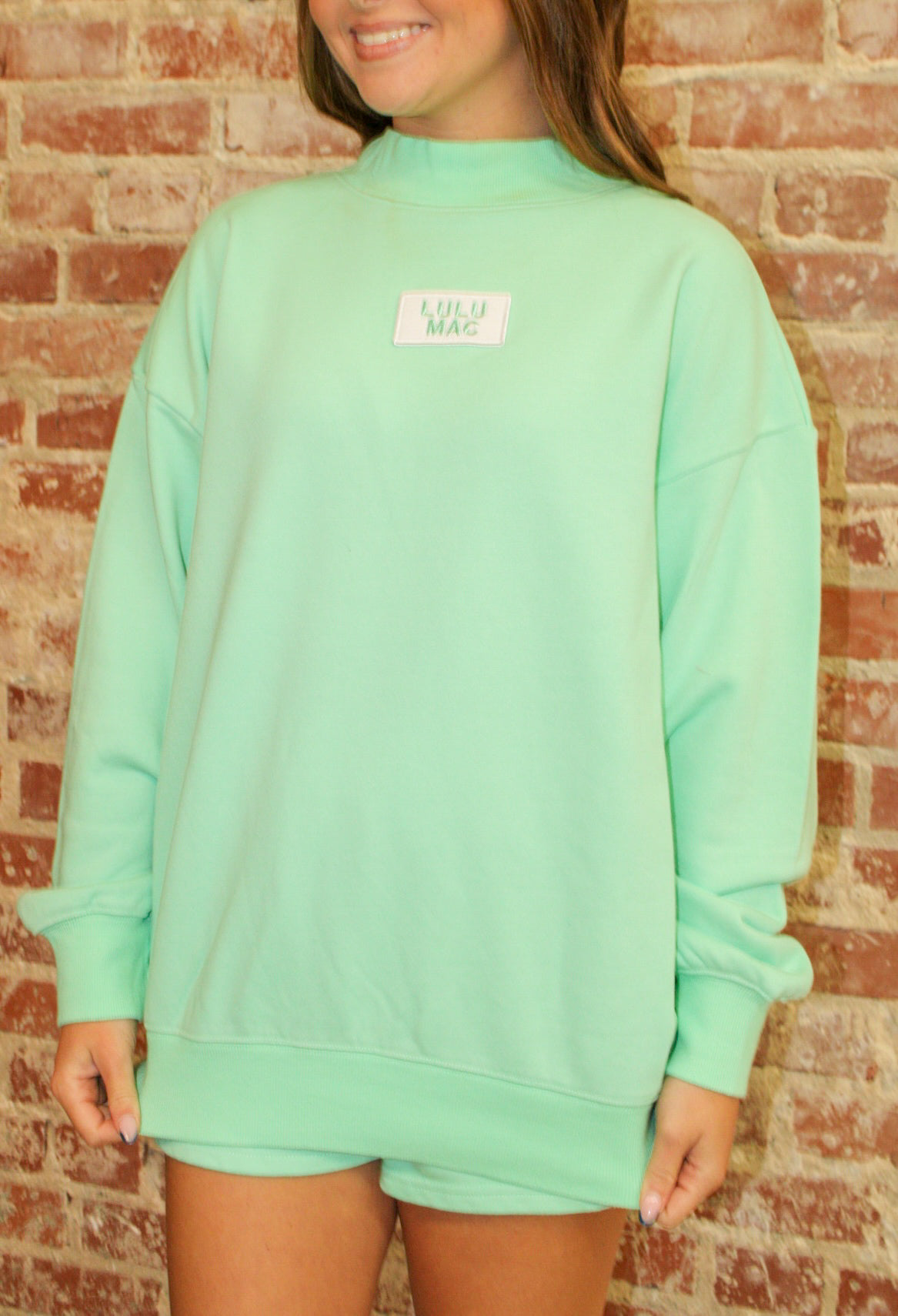 LULU MAC LONGSLEEVE TERRY CLOTH TOP- SEAFOAM LULU MAC