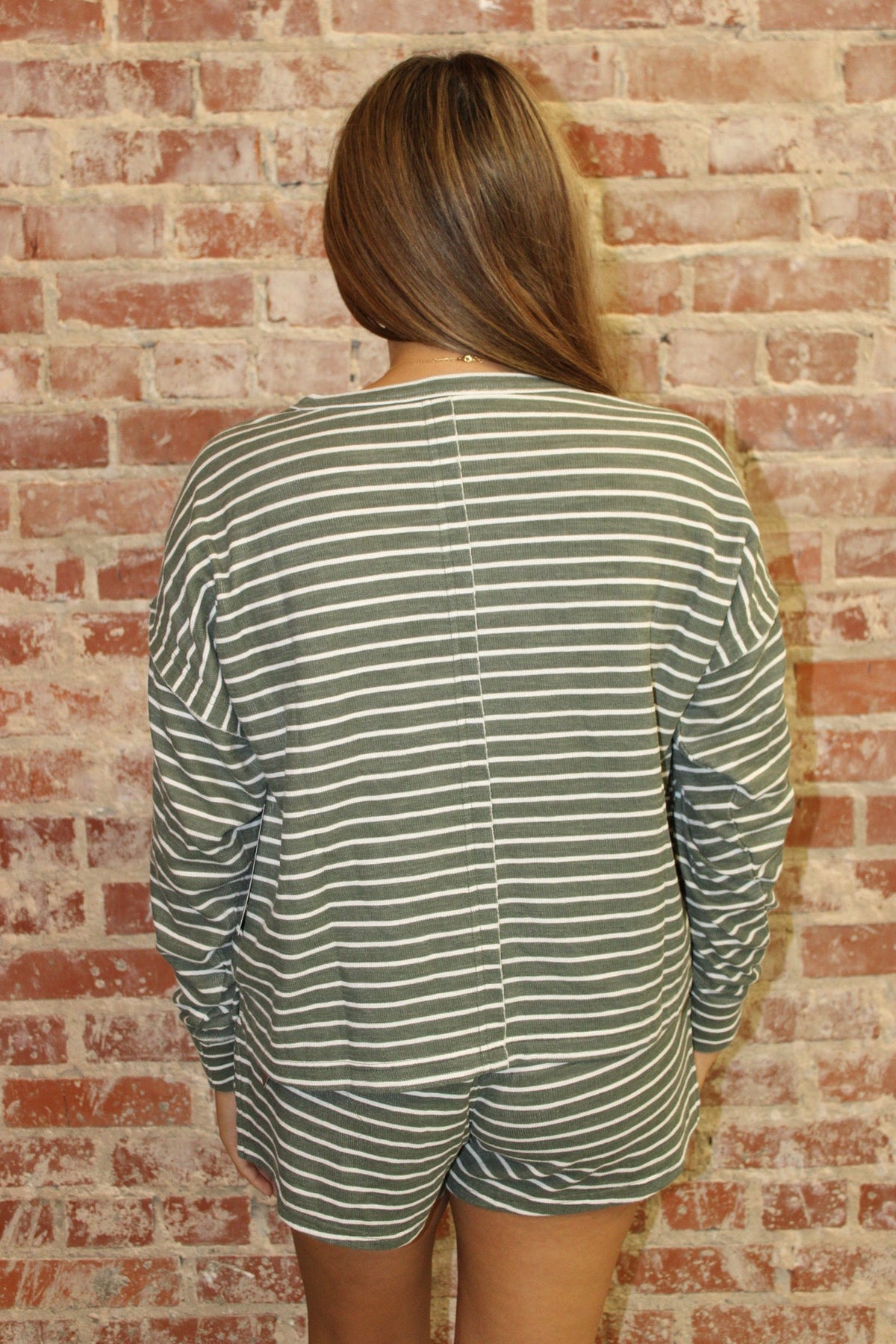 Local Girl Olive Stripe Revive Shorts SOUTHERN SUNDROP BOUTIQUE