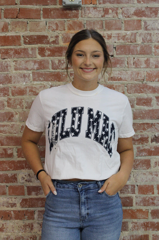 Lulu Mac 1000 Navy Stars Comfort Color Tee Girlie Girl Originals