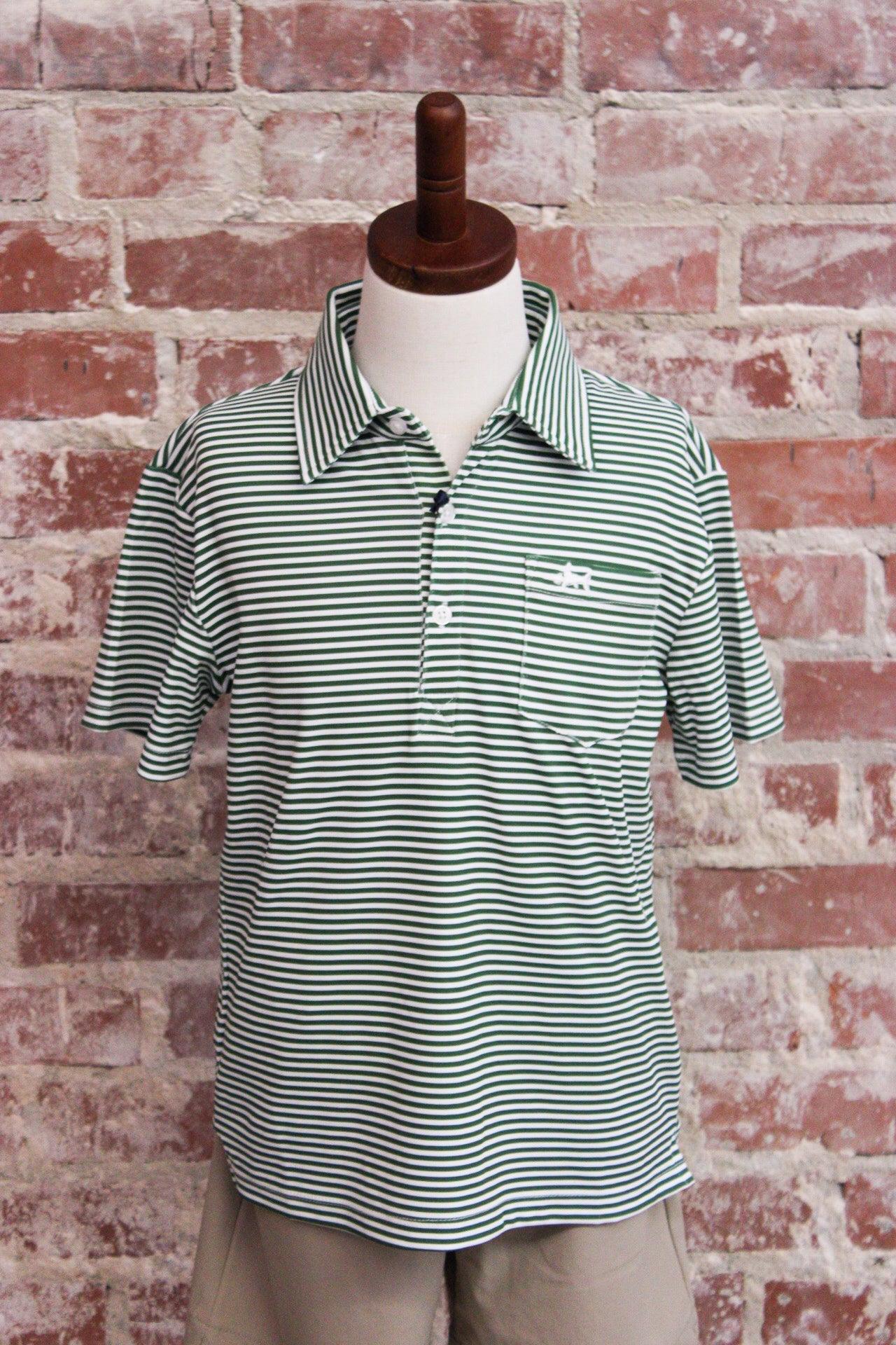 Saltwater Boys Inshore Boys Performance Green Stripe Polo Saltwater Boys Company