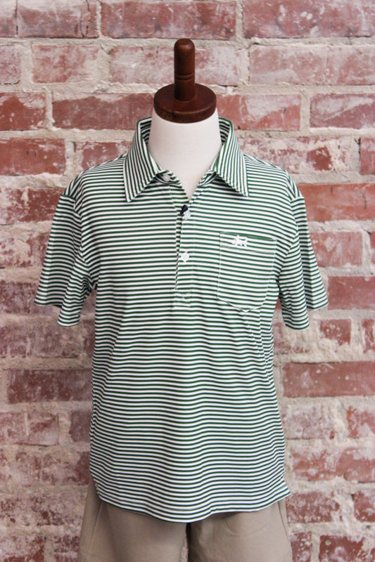 Saltwater Boys Inshore Boys Performance Green Stripe Polo Saltwater Boys Company