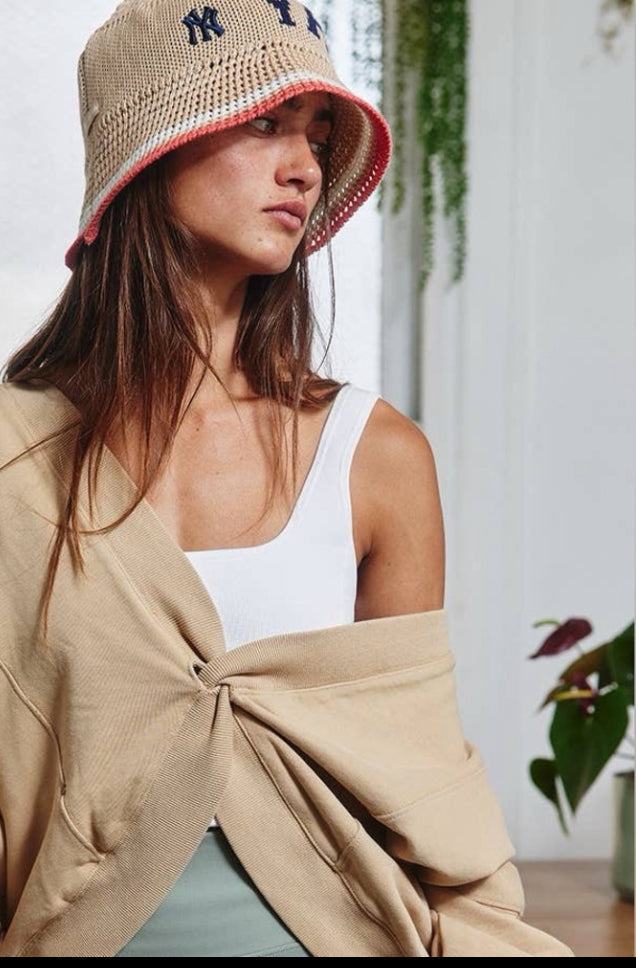 BUCKETLIST Taupe Reversible Twist-Front Washed Terry Sweatshirt Top BUCKETLIST