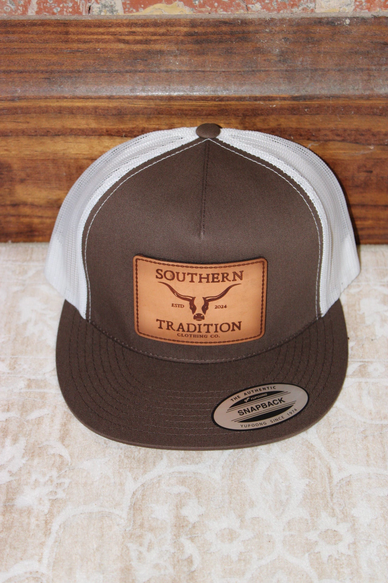Southern Tradition Co Bracketed White Back with Brown Panel Hat Southern Tradition Tradition Clothing Co
