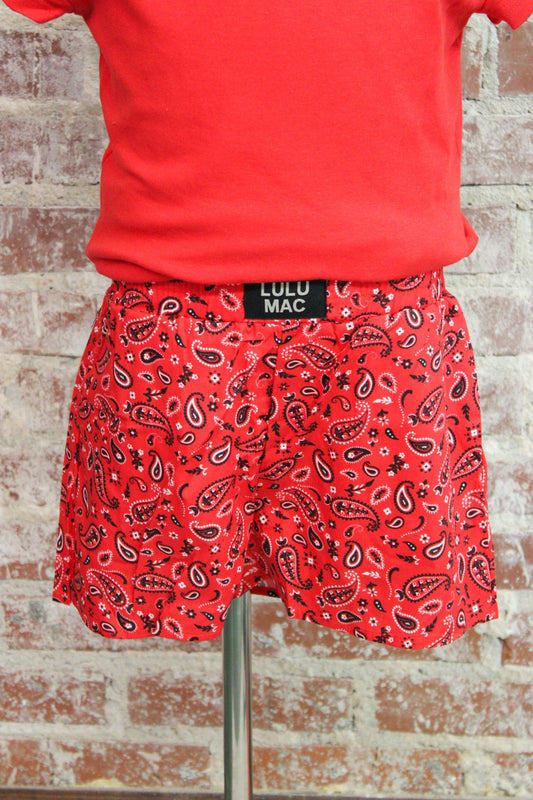 Lulu Mac Kids Red Bandana Boxer Shorts Girlie Girl Originals