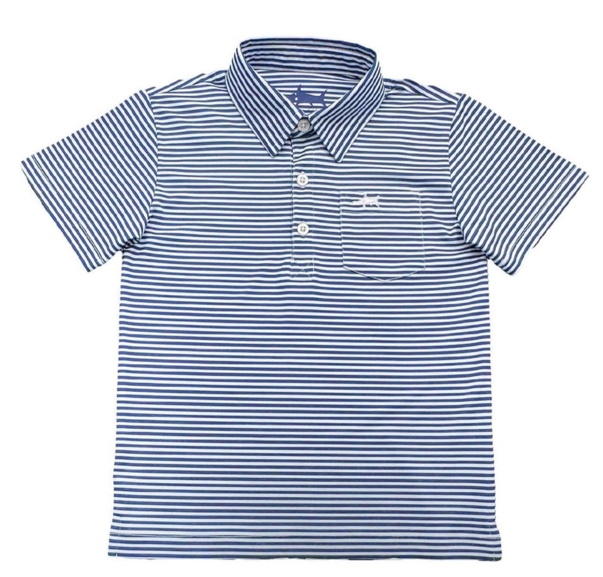 Saltwater Boys Inshore Boys Performance Navy Stripe Polo Saltwater Boys Company