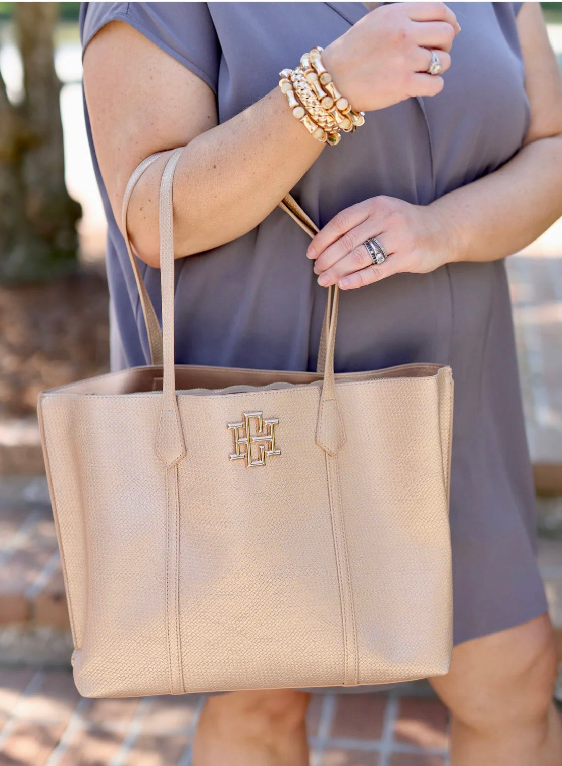 Caroline Hill Gold Woven Heath Tote Bag Caroline Hill