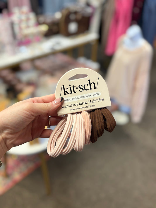 8 Piece Rosewood Recycled Seamless Hair Elastics Set KITSCH