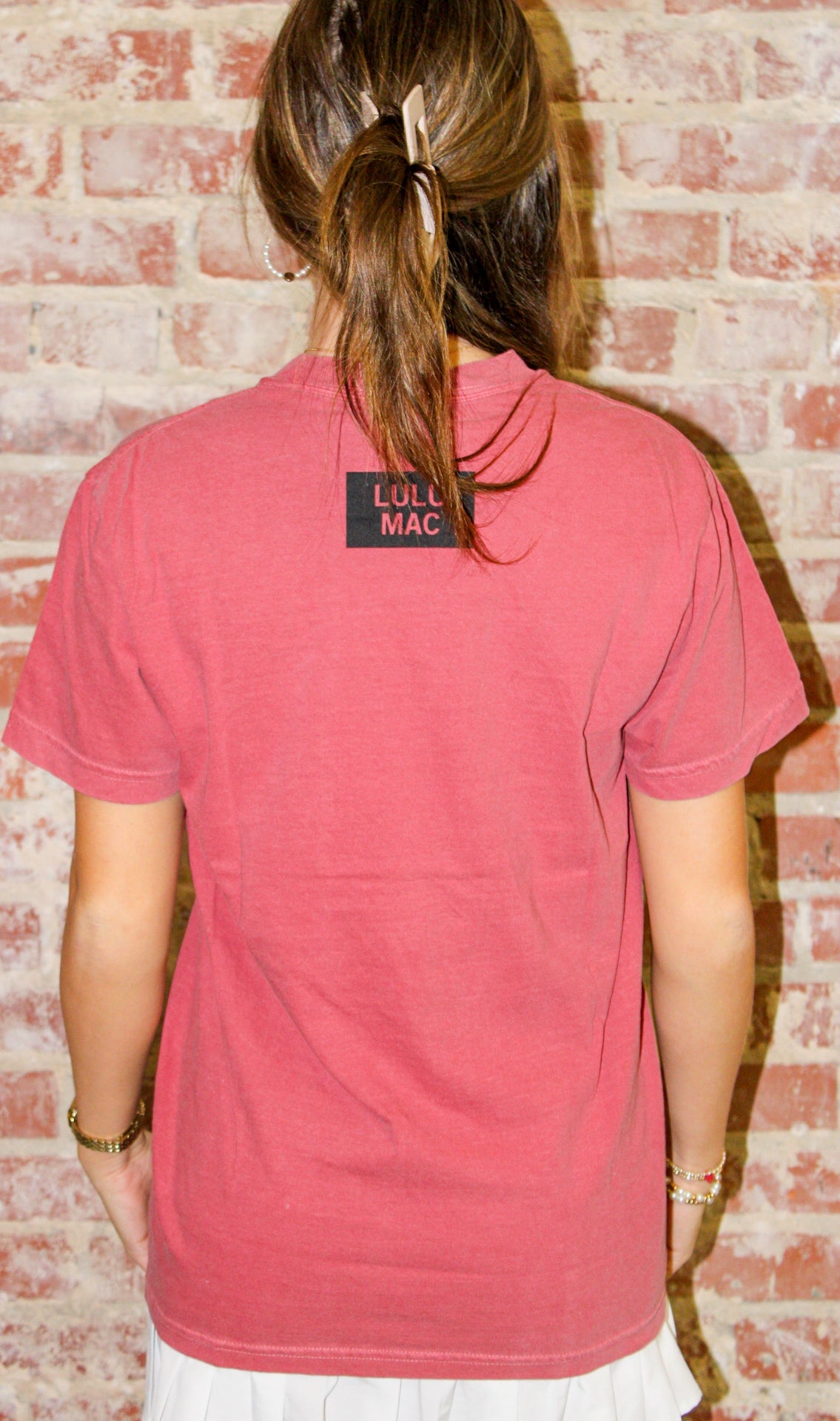 Lulu Mac Houndstooth Adult Crimson Comfort Colors Tee Girlie Girl Originals