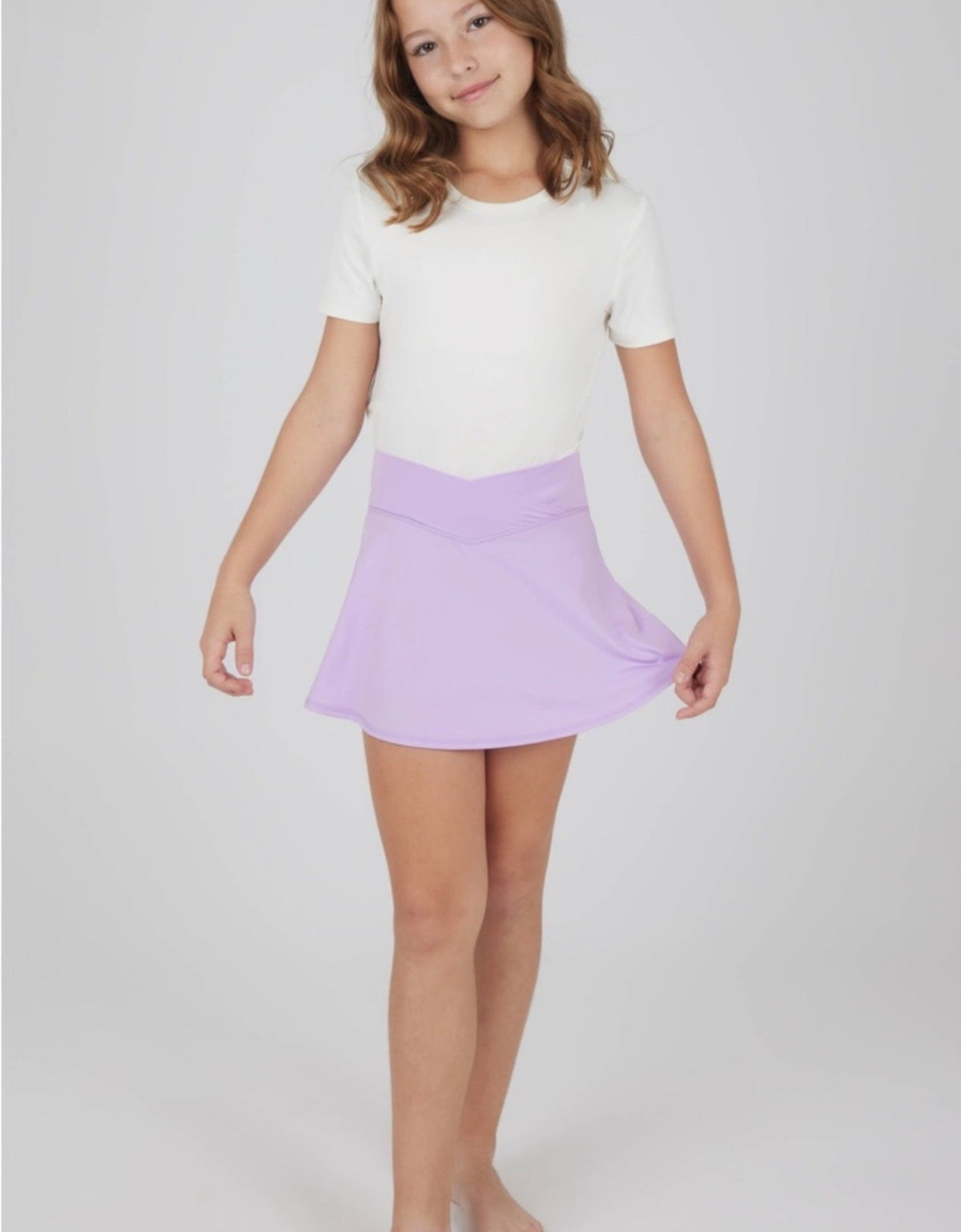 Girls Black Jersey Crossover Waistband Active Tennis Skort 90 Degree by Reflex & Yogalicious