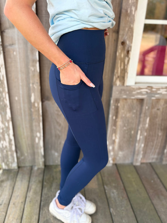 Lulu Mac Navy Solid Leggings Girlie Girl Originals