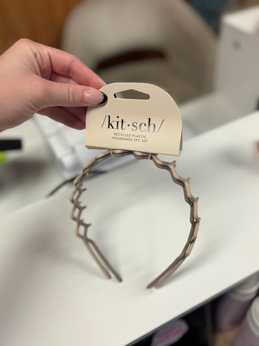 2 Piece Neutral Recycled Plastic Zig Zag Headband KITSCH