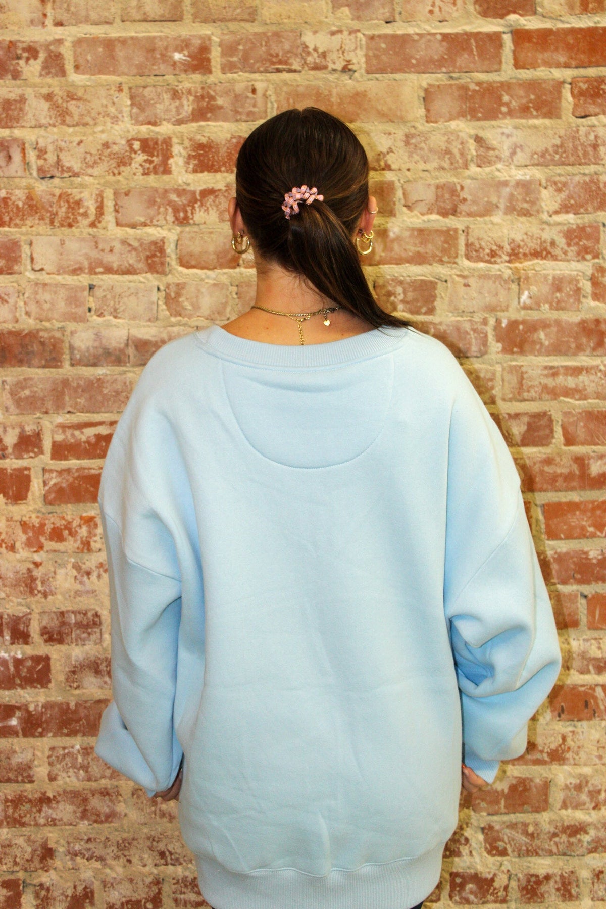 Lulu Mac Light Blue/Red Stitch Sweater Girlie Girl Originals