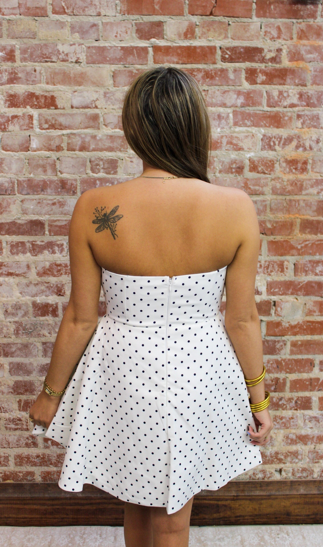 White Micro Polka Dot Mini Dress DRESS One and Only Collective