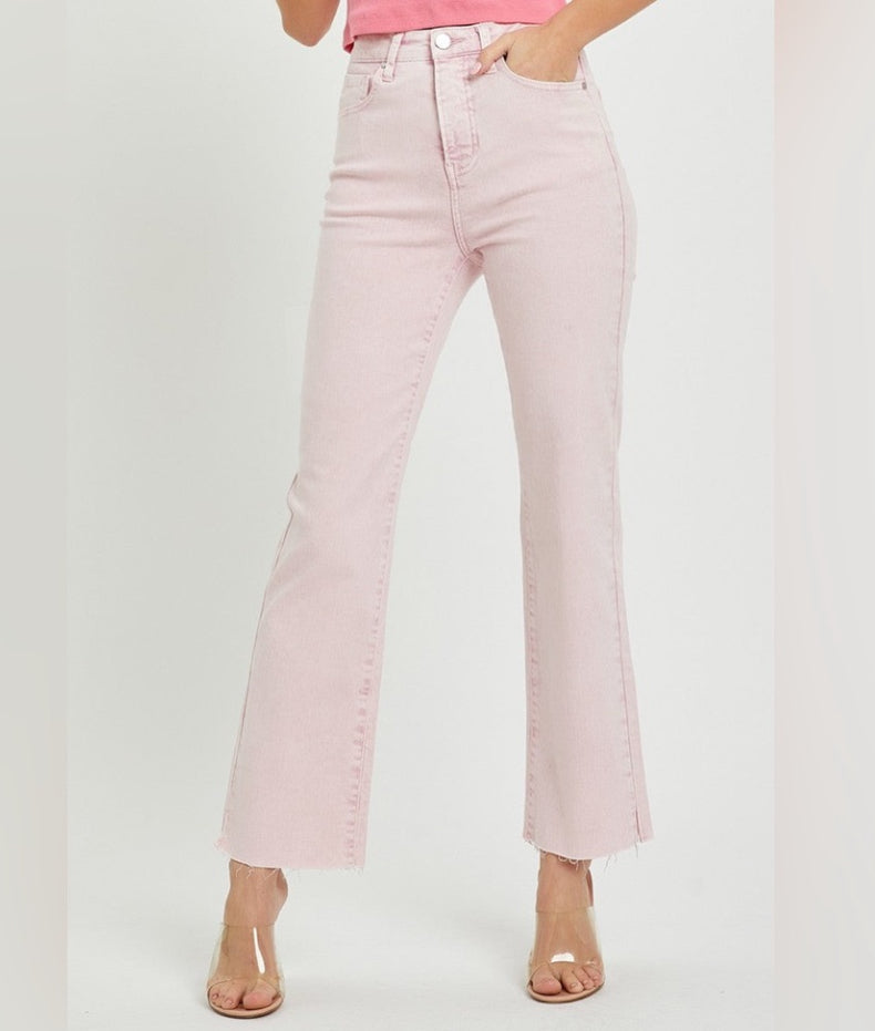 Risen Jeans High Rise Raw Hem Slit Straight Pants RISEN JEANS
