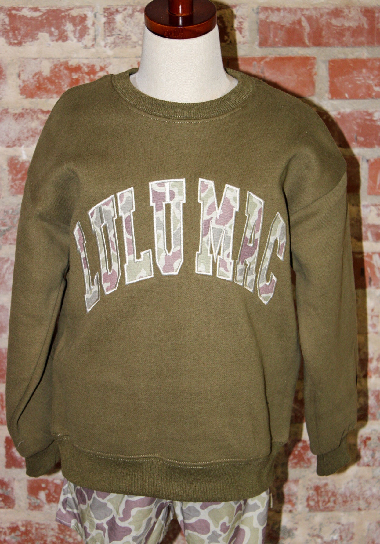 Lulu Mac Youth Camo Green Sweatshirt Girlie Girl Originals