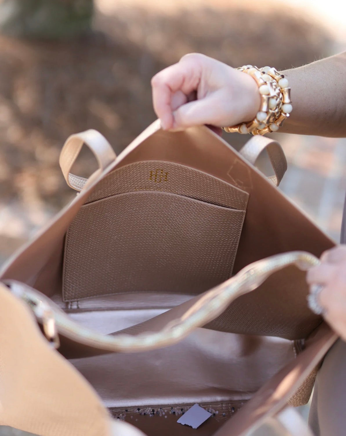 Caroline Hill Gold Woven Heath Tote Bag Caroline Hill