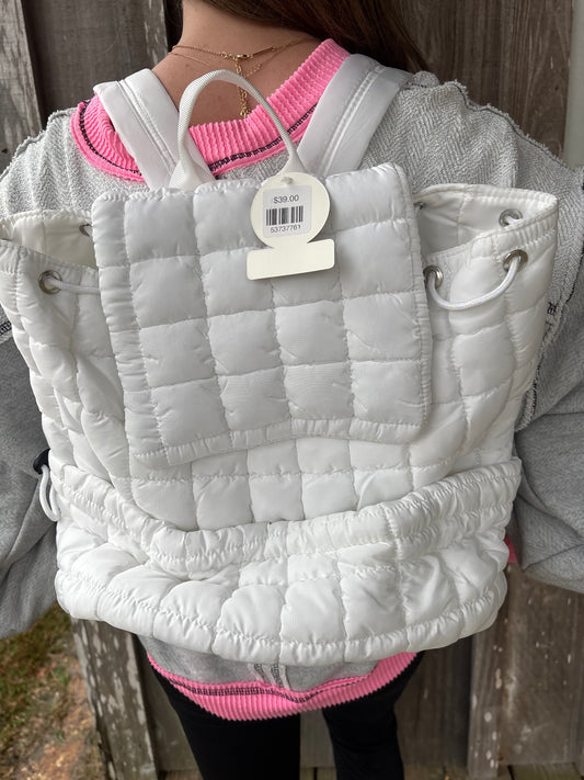 Girlie Girl Puffer Quilted Backpack White