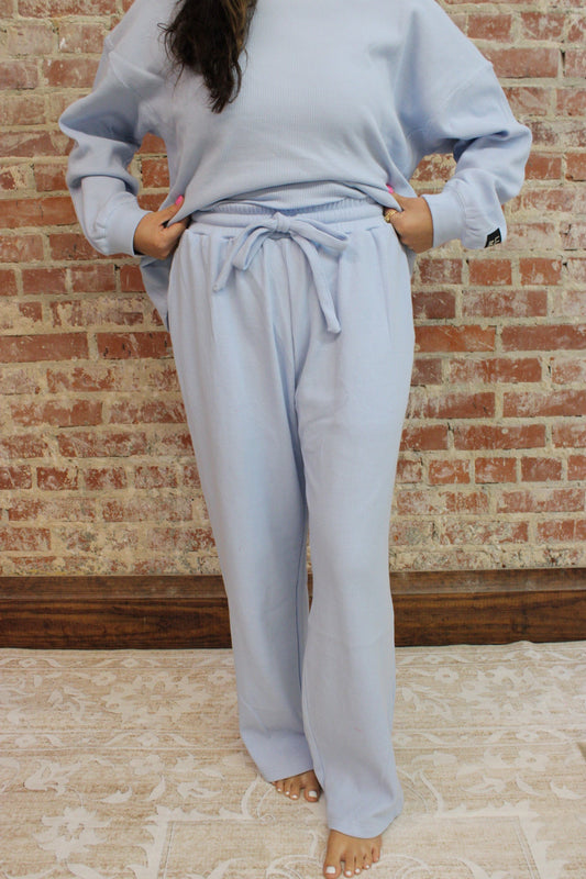 Lulu Mac Light Blue Waffle Knit Pants Girlie Girl Originals