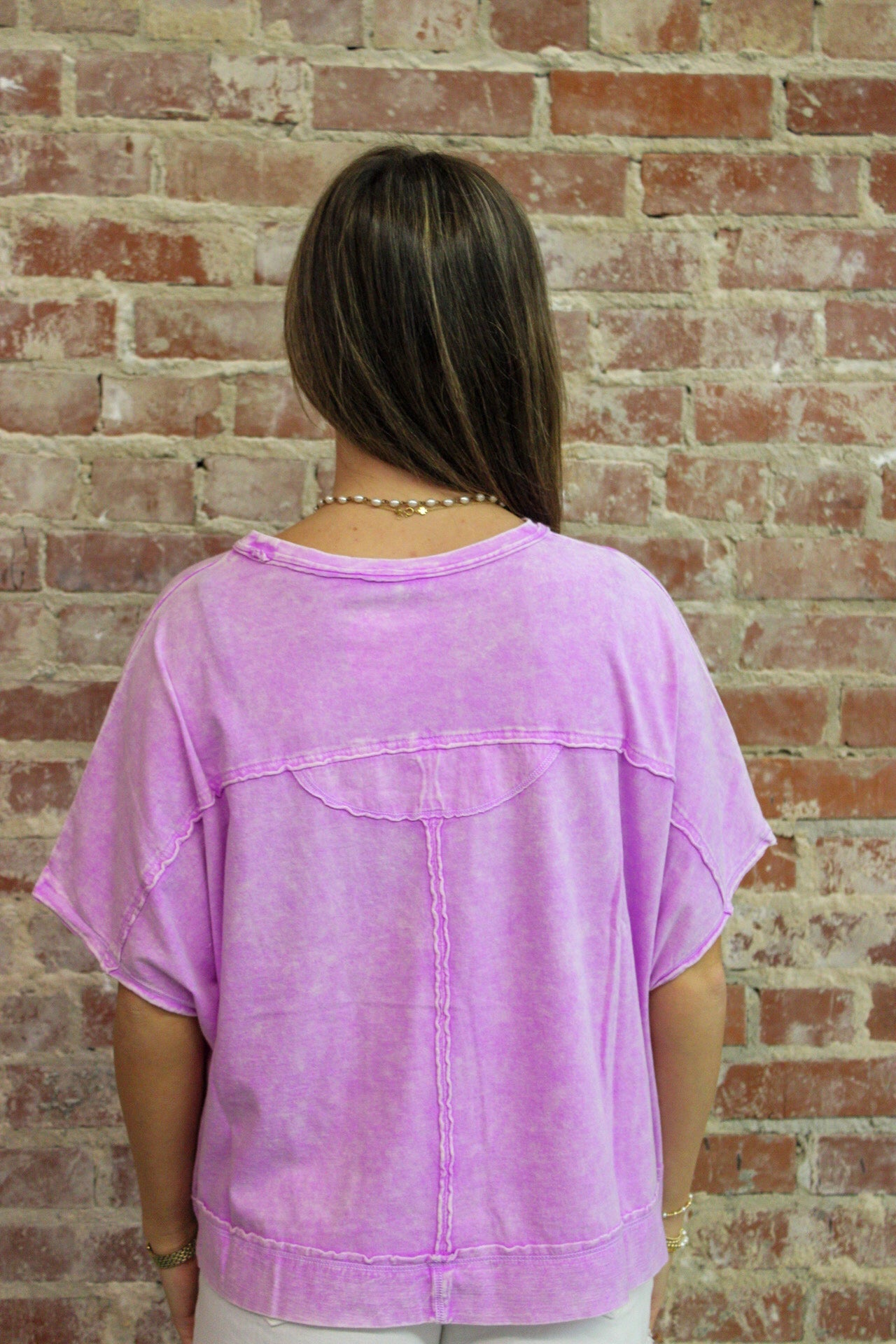 Zenana Neon Violet Halo Snow Washed Oversized Top Zenana