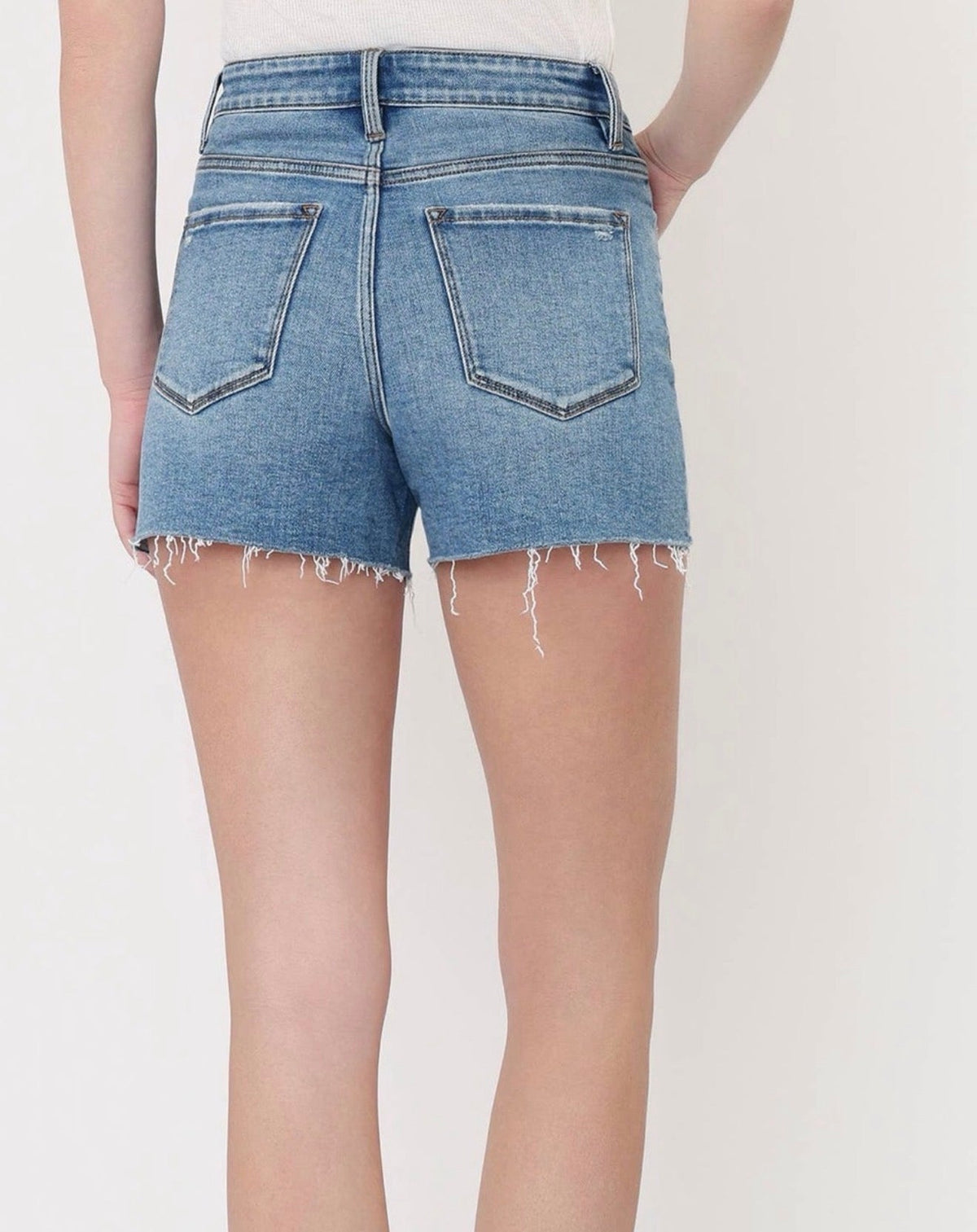 VERVET by Flying Monkey Lover Super High Rise Raw hem A Line Denim Shorts VERVET by FLYING MONKEY