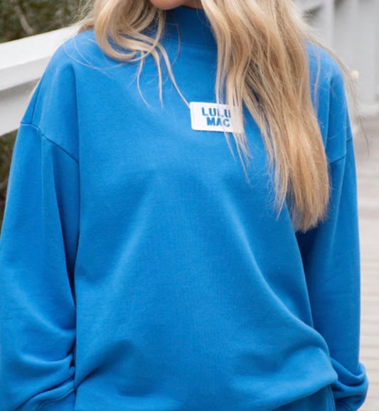 Lulu Mac Bright Blue Long Sleeve Terry Cloth Top Girlie Girl Originals