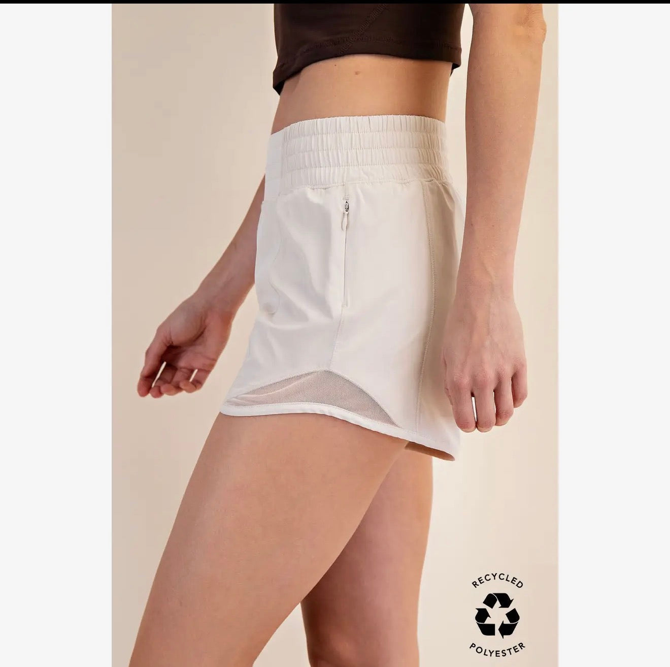 Rae Mode White Recycled Active Shorts With Mesh Rae Mode