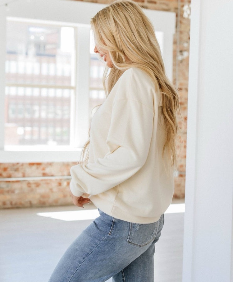 Apricot Caston Bowknot Sweatshirt Liam & Company