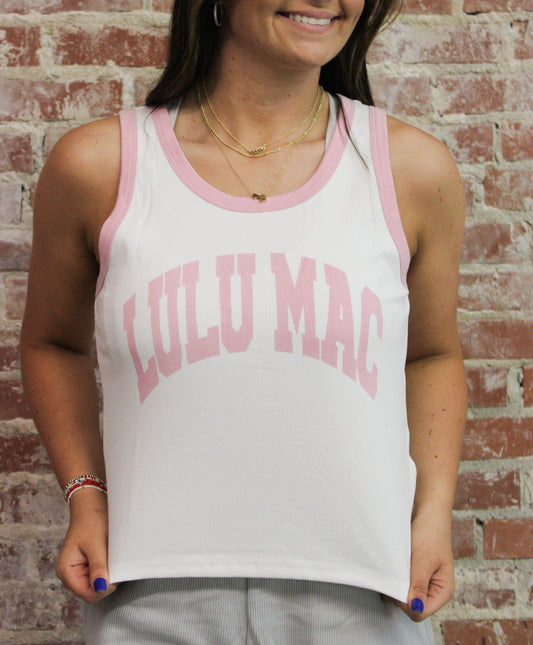 Lulu Mac Light Pink Lettering Tank Top Girlie Girl Originals