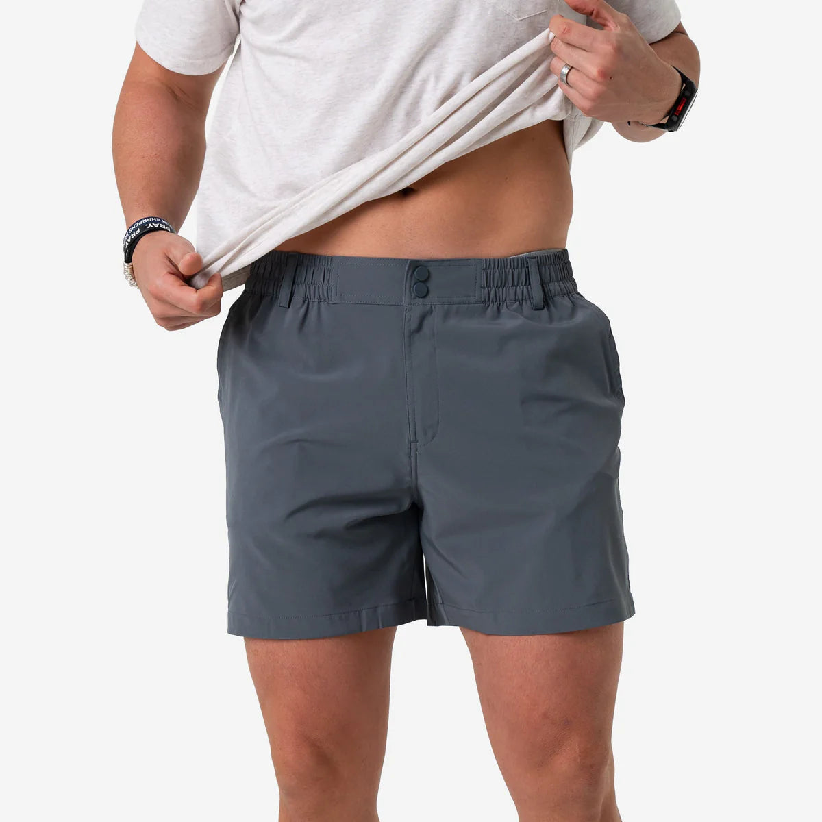 Burlebo  River Rock Grey Everyday Shorts with Classic Deer Camo Pocket (5.5" Inseam) BURLEBO