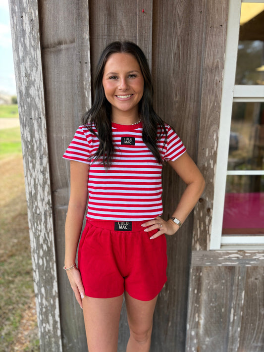 Lulu Mac Red Stripe Baby Doll Top Girlie Girl Originals