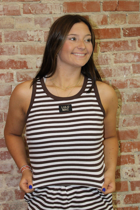 Lulu Mac Brown Stripe Tank Top Girlie Girl Originals