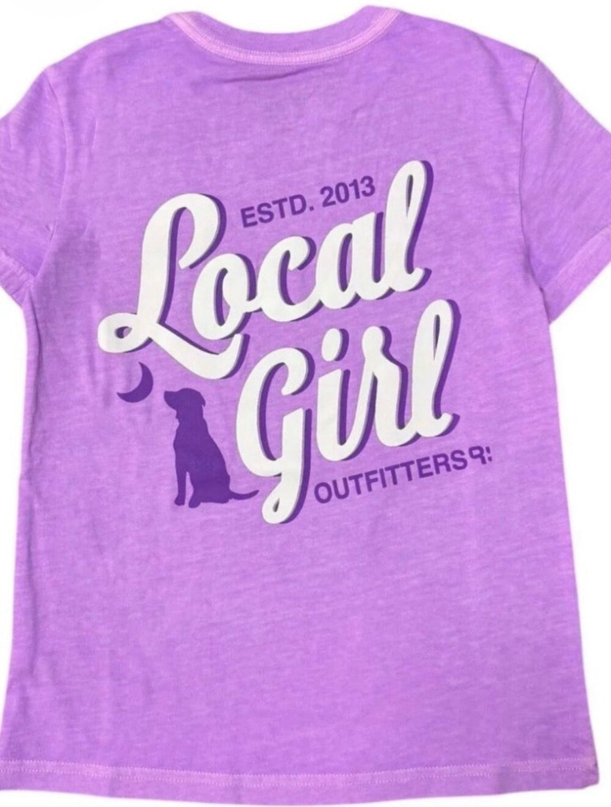Local Girl Youth Stacked Script Neon Violet Short Sleeve Tee LOCAL BOY OUTFITTER