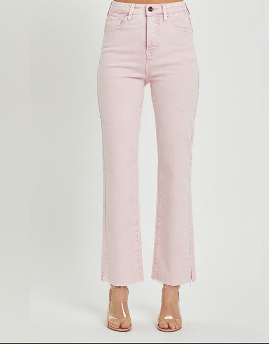 Risen Jeans High Rise Raw Hem Slit Straight Pants RISEN JEANS