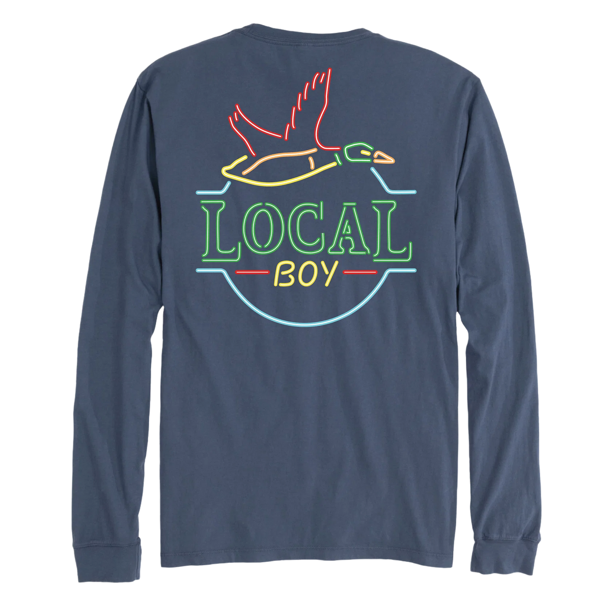 Local Boy China Blue Neon Duck Latte LS Tee SOUTHERN SUNDROP BOUTIQUE