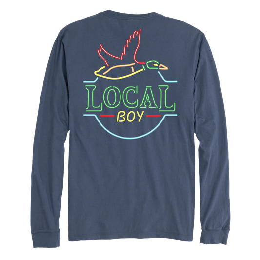 Local Boy China Blue Neon Duck Latte LS Tee SOUTHERN SUNDROP BOUTIQUE