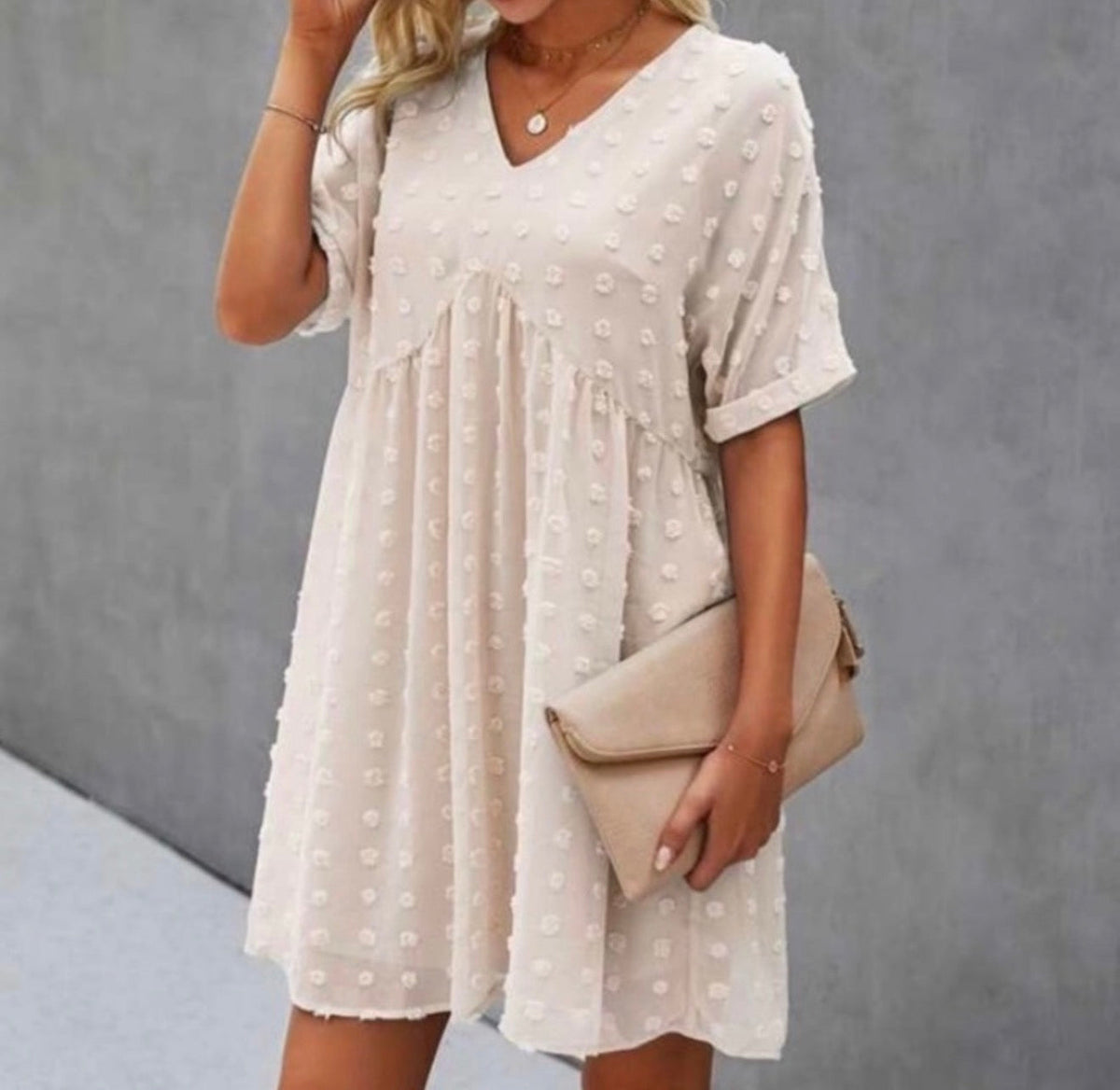 Zenana Plus Size Twist Dot V-neck Mini Dress zenana
