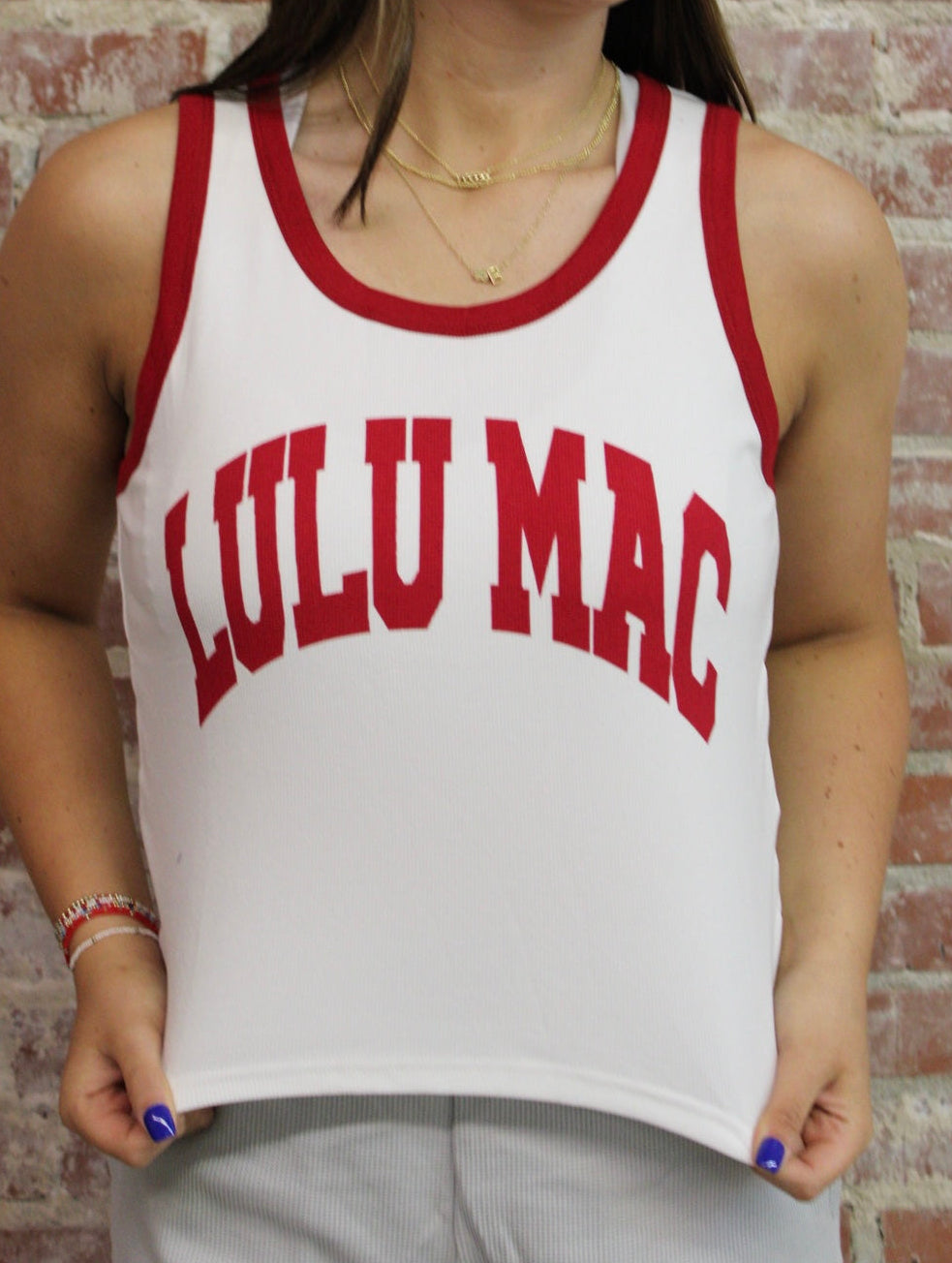 Lulu Mac Cardinal Red Lettering Tank Top Girlie Girl Originals