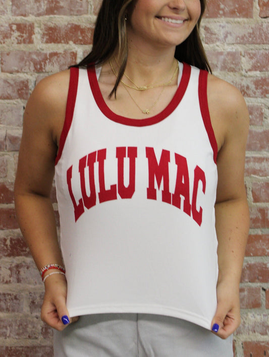 Lulu Mac Cardinal Red Lettering Tank Top Girlie Girl Originals
